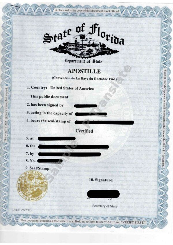 Apostilla - Florida