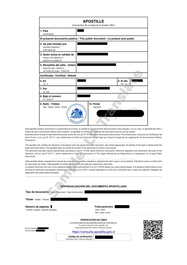 Apostille - Chile