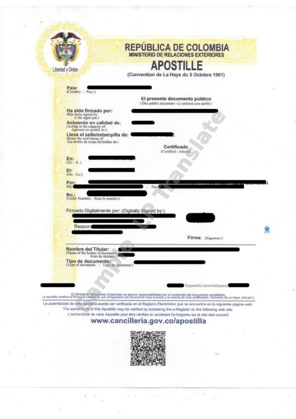 Apostille - Colombia