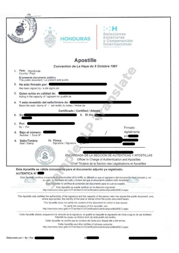 Apostille - Honduras