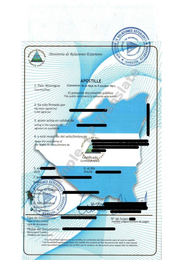 Apostille - Nicaragua