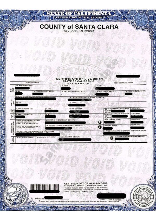 Birth Certificate -#6 (California)