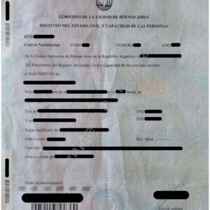 Birth Certificate - Argentina # 2