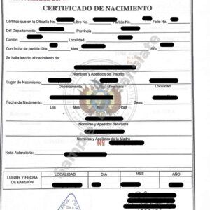 Birth Certificate - Bolivia