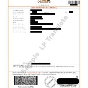 Birth Certificate - Chile