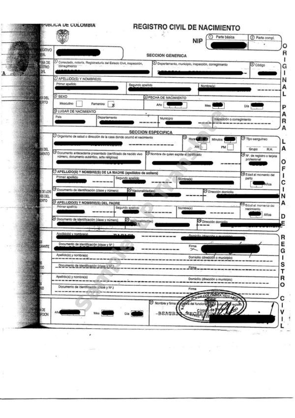 Birth Certificate - Colombia (1-31)
