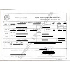 Birth Certificate - Colombia (F-4100-018)