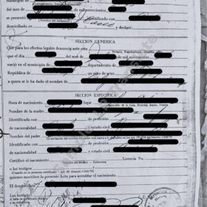 Birth Certificate - Colombia (Law 45 of 1936 Version 1)