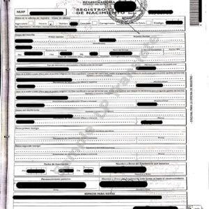 Birth Certificate - Colombia (NUIP - Serial Number 2)