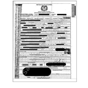 Birth Certificate - Colombia (NUIP - Serial Number 3)
