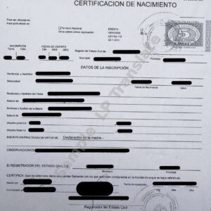 Birth Certificate - Cuba # 2