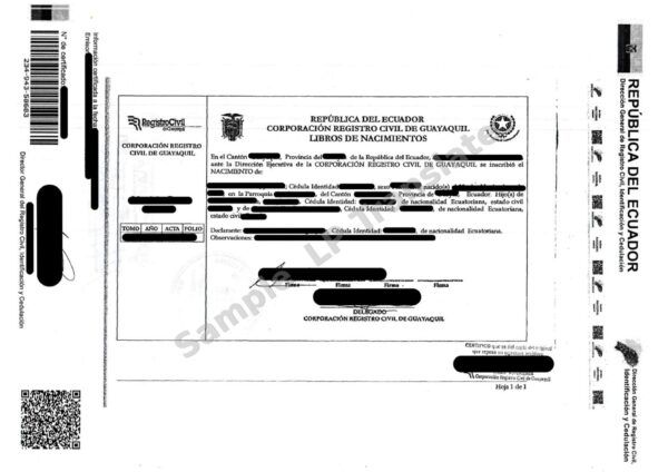 Birth Certificate - Ecuador #4