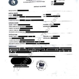 Birth Certificate - El Salvador # 1