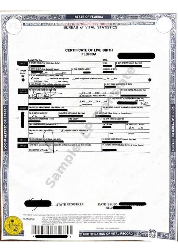 Birth Certificate - Florida #1