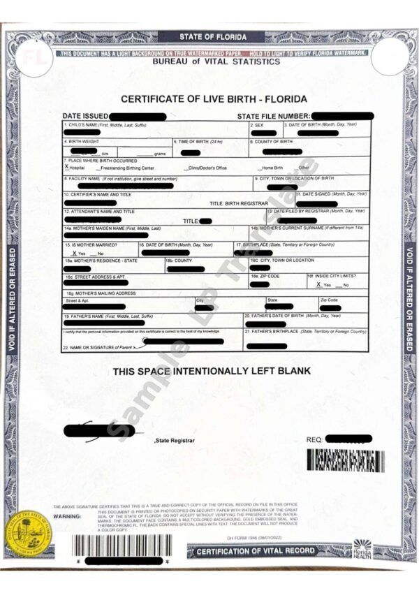 Birth Certificate - Florida #2