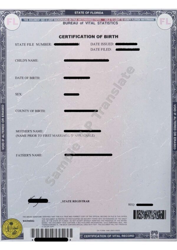 Birth Certificate - Florida #3