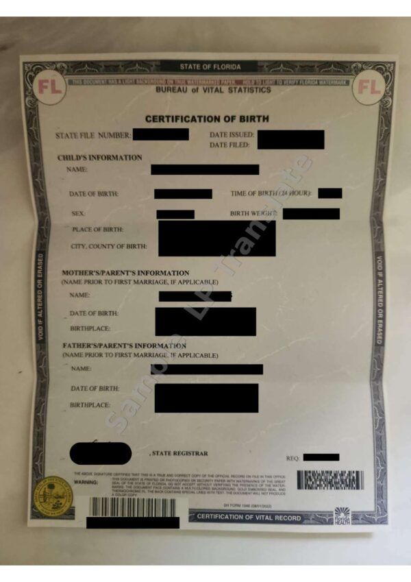 Birth Certificate - Florida #4