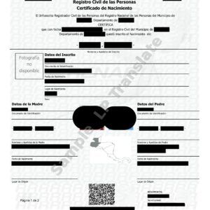 Birth Certificate - Guatemala #1