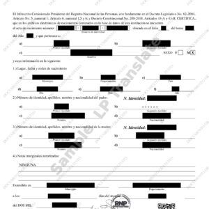 Birth Certificate - Honduras #1