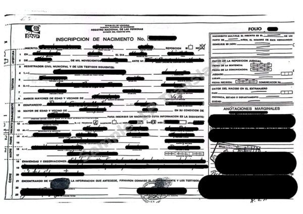 Birth Certificate - Honduras #3