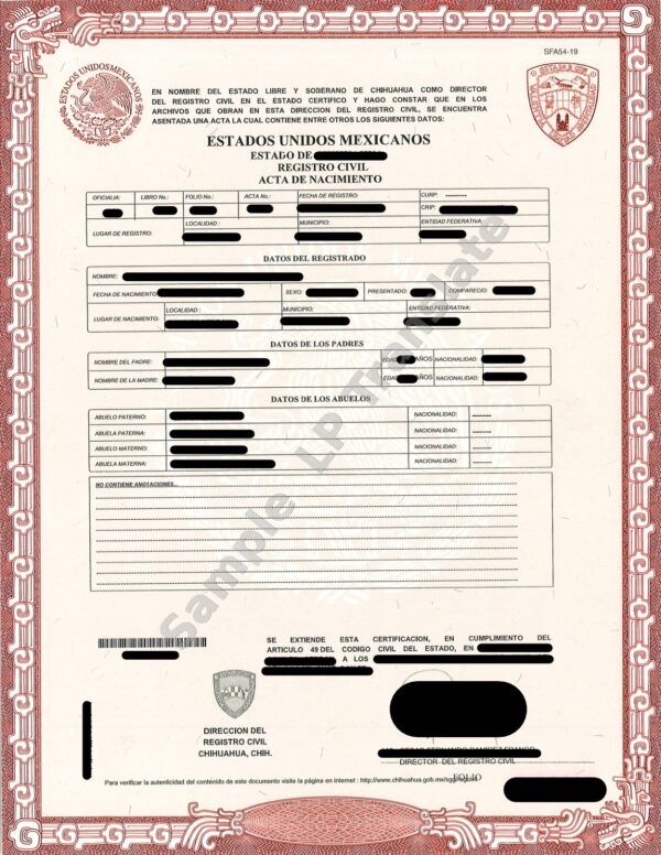 Birth Certificate - Mexico #10