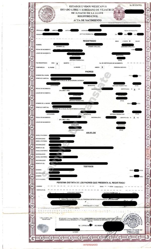 Birth Certificate - Mexico #11