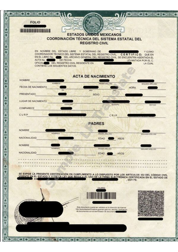 Birth Certificate - Mexico #4