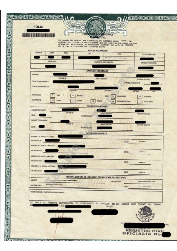 Birth Certificate - Mexico #5