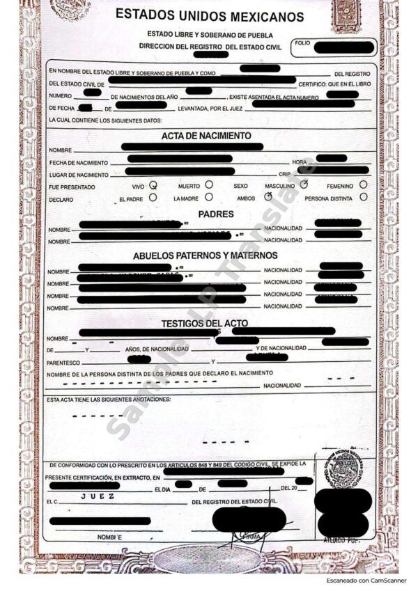 Birth Certificate - Mexico #6