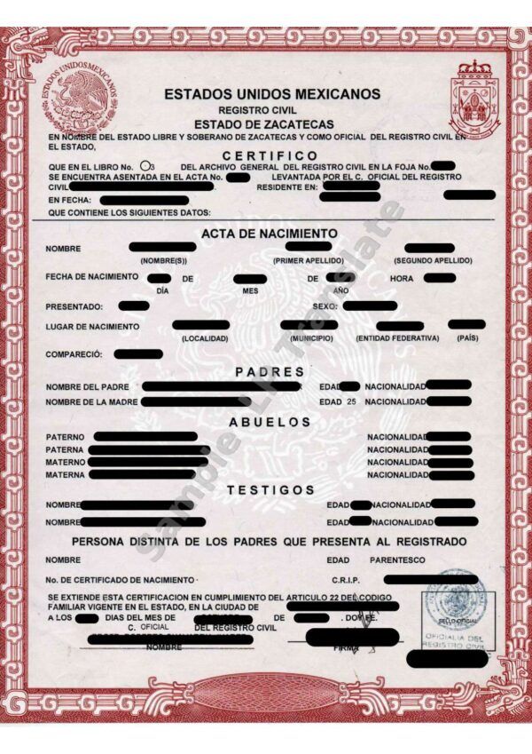 Birth Certificate - Mexico #8