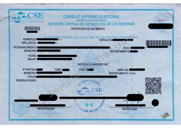 Birth Certificate - Nicaragua #3
