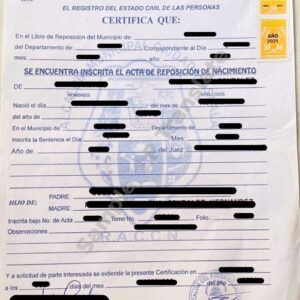 Birth Certificate - Nicaragua #6 (Waslala)