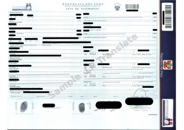 Birth Certificate - Peru #2