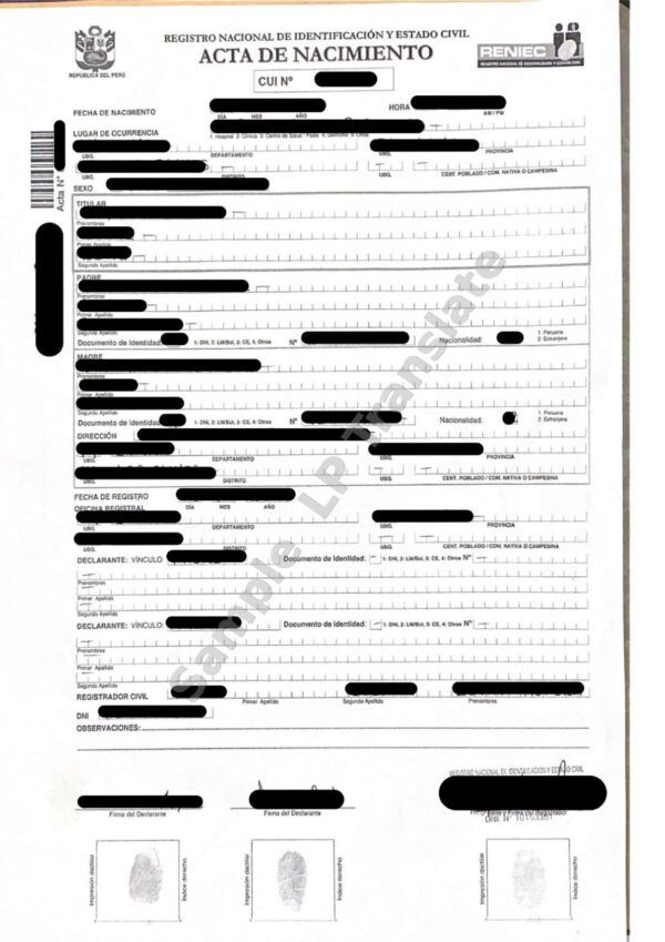 Birth Certificate - Peru #5