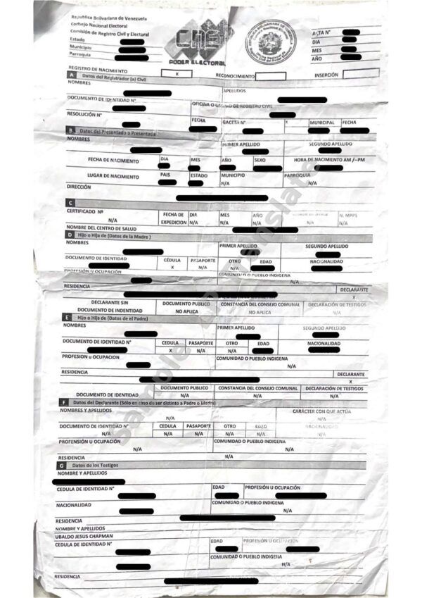 Birth Certificate - Venezuela #3