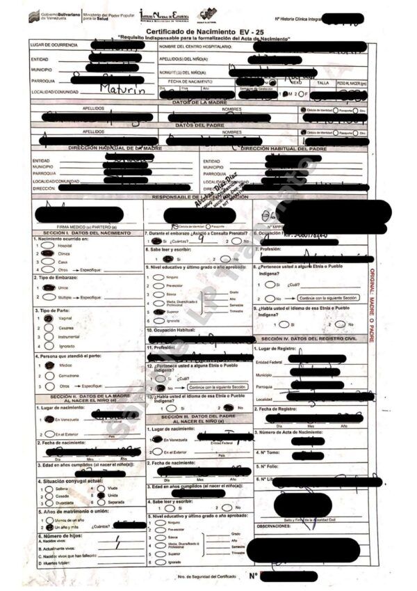 Birth Certificate - Venezuela #7