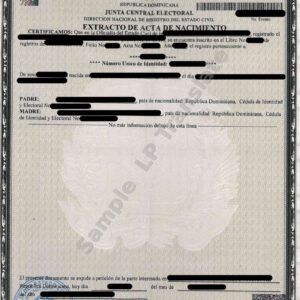 Birth Certificate (Extract) Dominican Republic