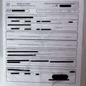 Birth Certificate  - Colombia (Grey Header)