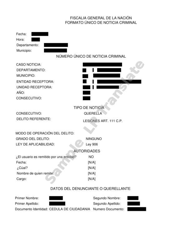 Complaint - Colombia (Version 01)