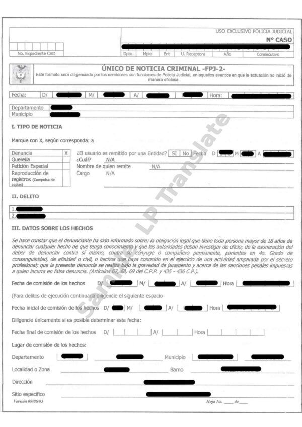 Complaint - Colombia (Version 07)