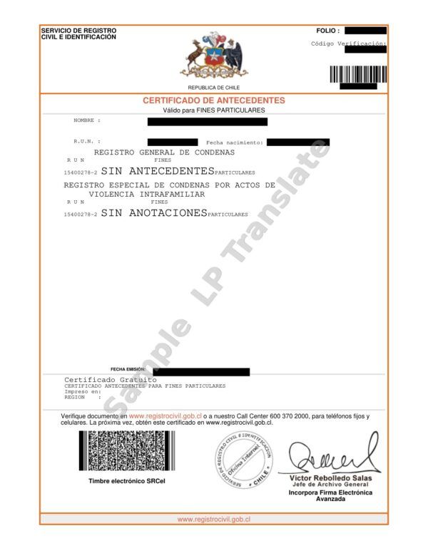 Criminal Record - Chile