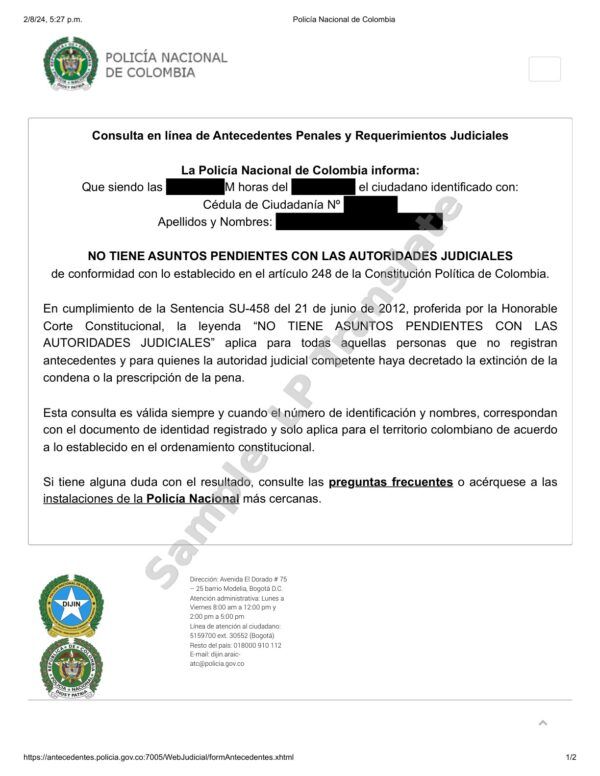 Criminal Record - Colombia #1