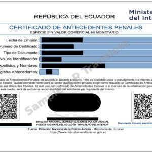 Criminal Record - Ecuador