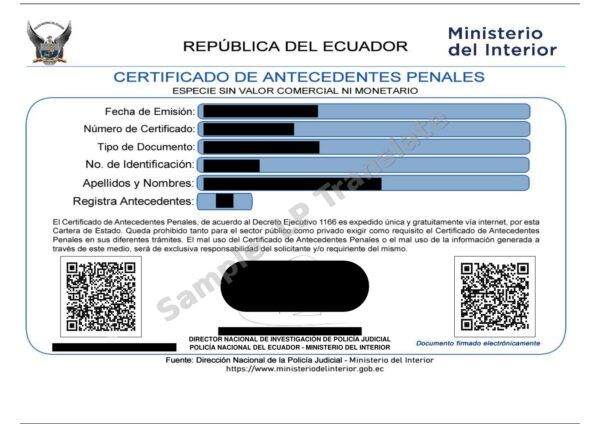 Criminal Record - Ecuador