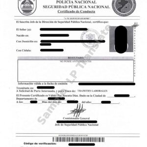 Criminal Record - Nicaragua