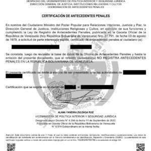 Criminal Record - Venezuela