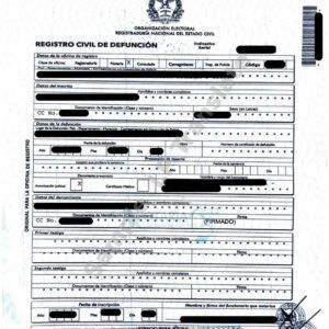 Death Certificate - Colombia #1