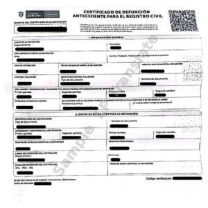 Death Certificate - Colombia #2