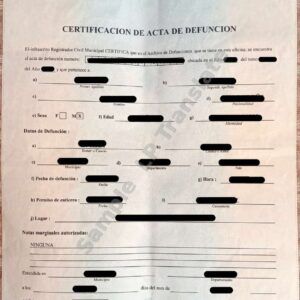 Death Certificate - Honduras