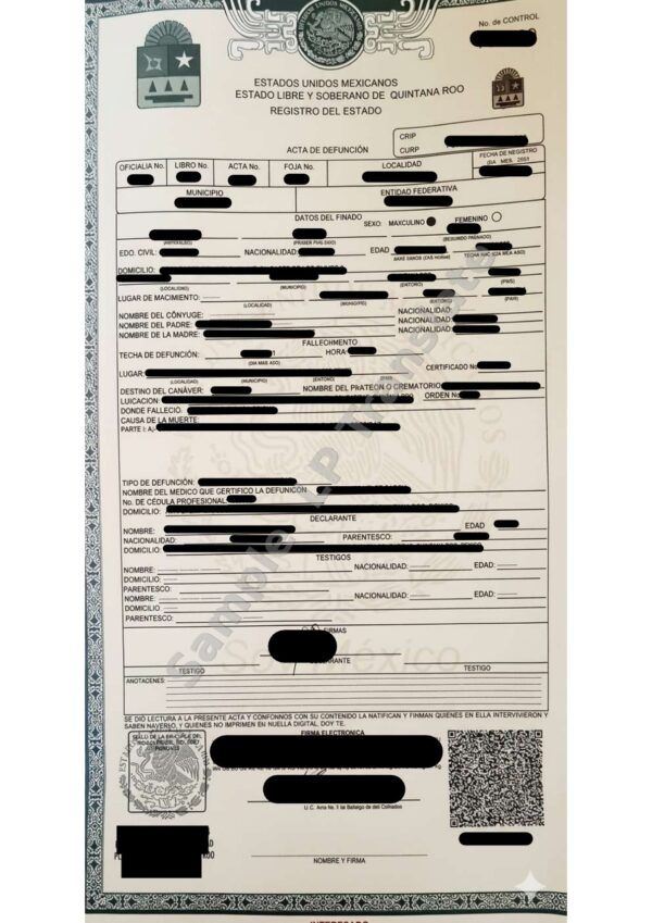 Death Certificate - Mexico #2